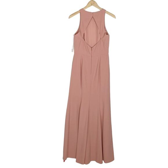 DESSY COLLECTION Diamond Cutout Back Trumpet Gown in Desert Rose - Picture 4 of 10
